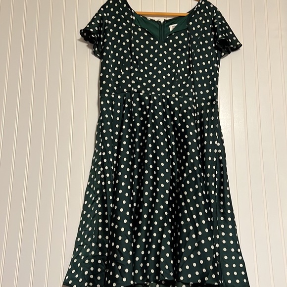 Unique Vintage Hunter Green White Polka Dots Dress Size 3XL - Picture 2 of 7